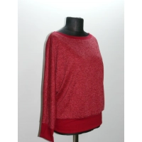 Cieplutki sweter KIMONO ze ściągaczami - wiśniowy melanż